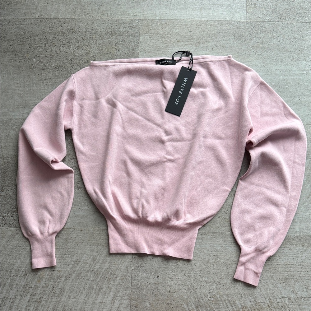 White Fox Boutique Blush Off-Shoulder Sweater